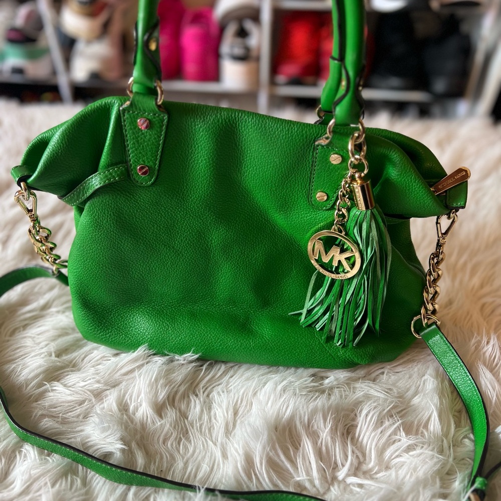 Michael Kors green crossbody/tote purse